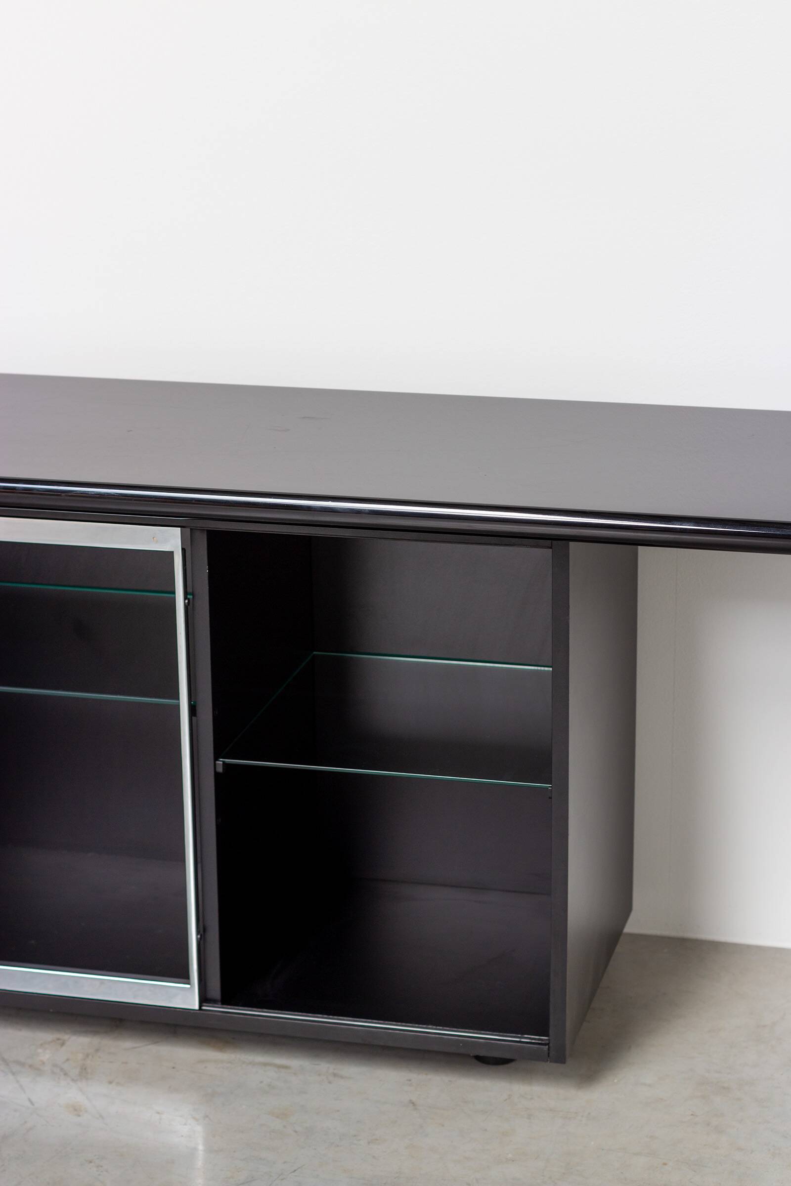 Giotto Stoppino for Acerbis Black Sheraton Sideboard Italy 1980s