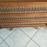 Vintage rattan and oak chest of drawers from the 1960s