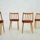 4 chaises de salle à manger en hêtre Antonin Suman, années 1960