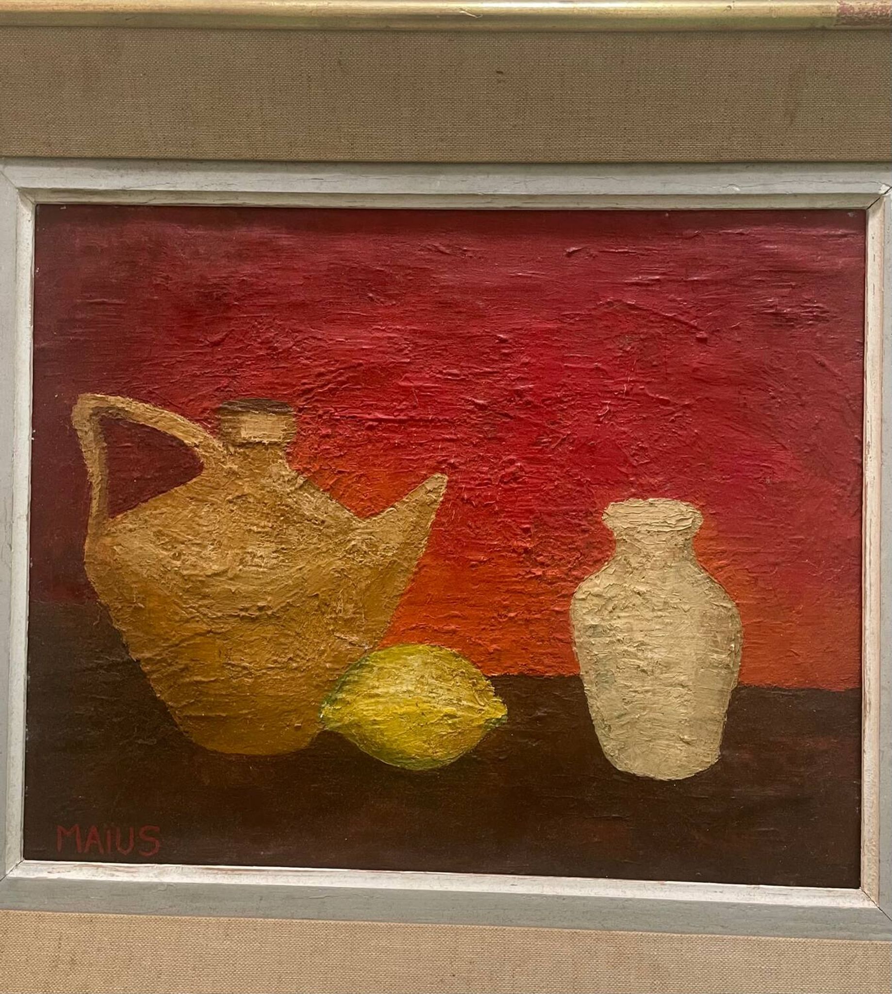 Still life painting with lemon from the 50s