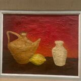 Still life painting with lemon from the 50s