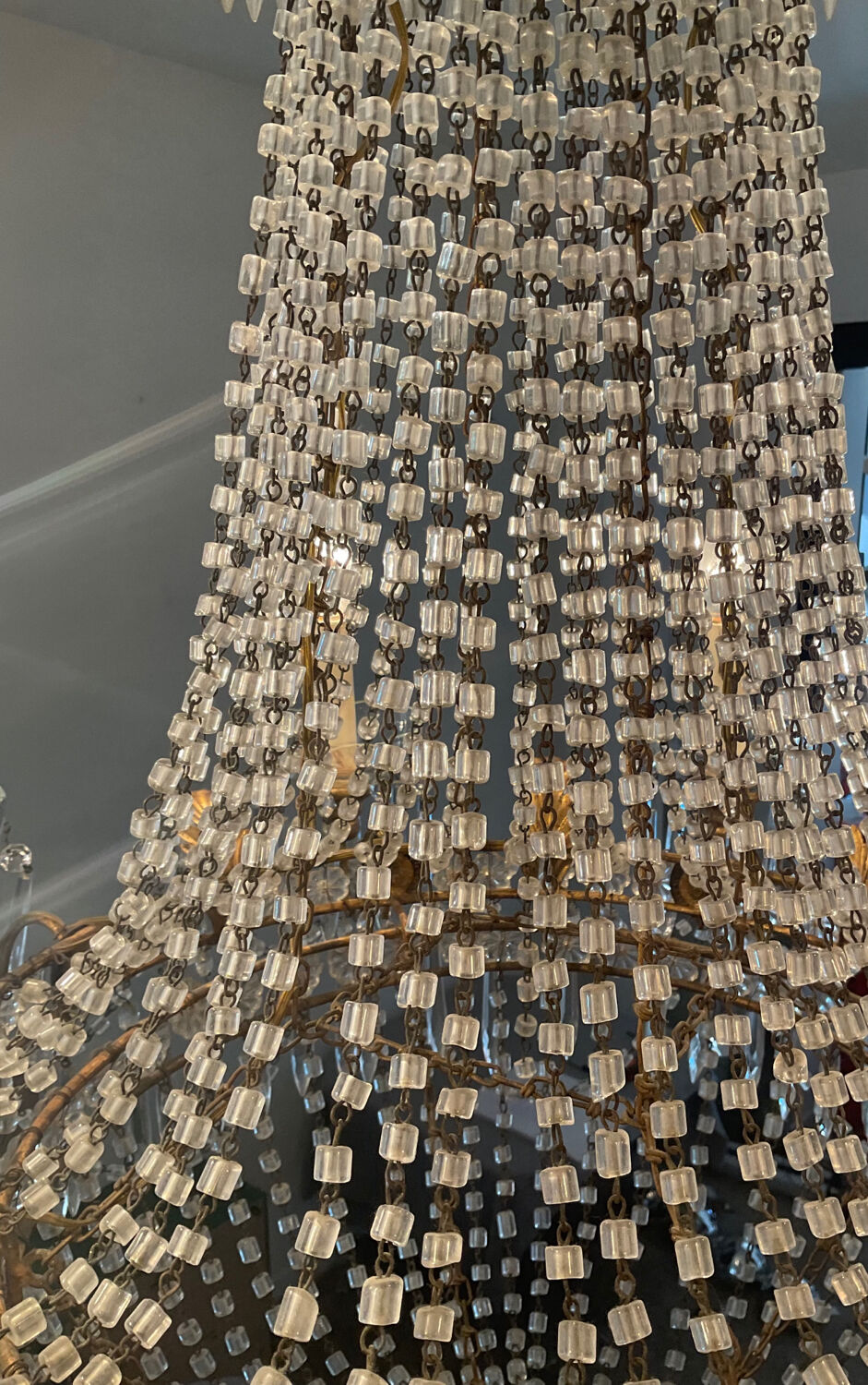 Large Montgolfière chandelier with crystal drops
