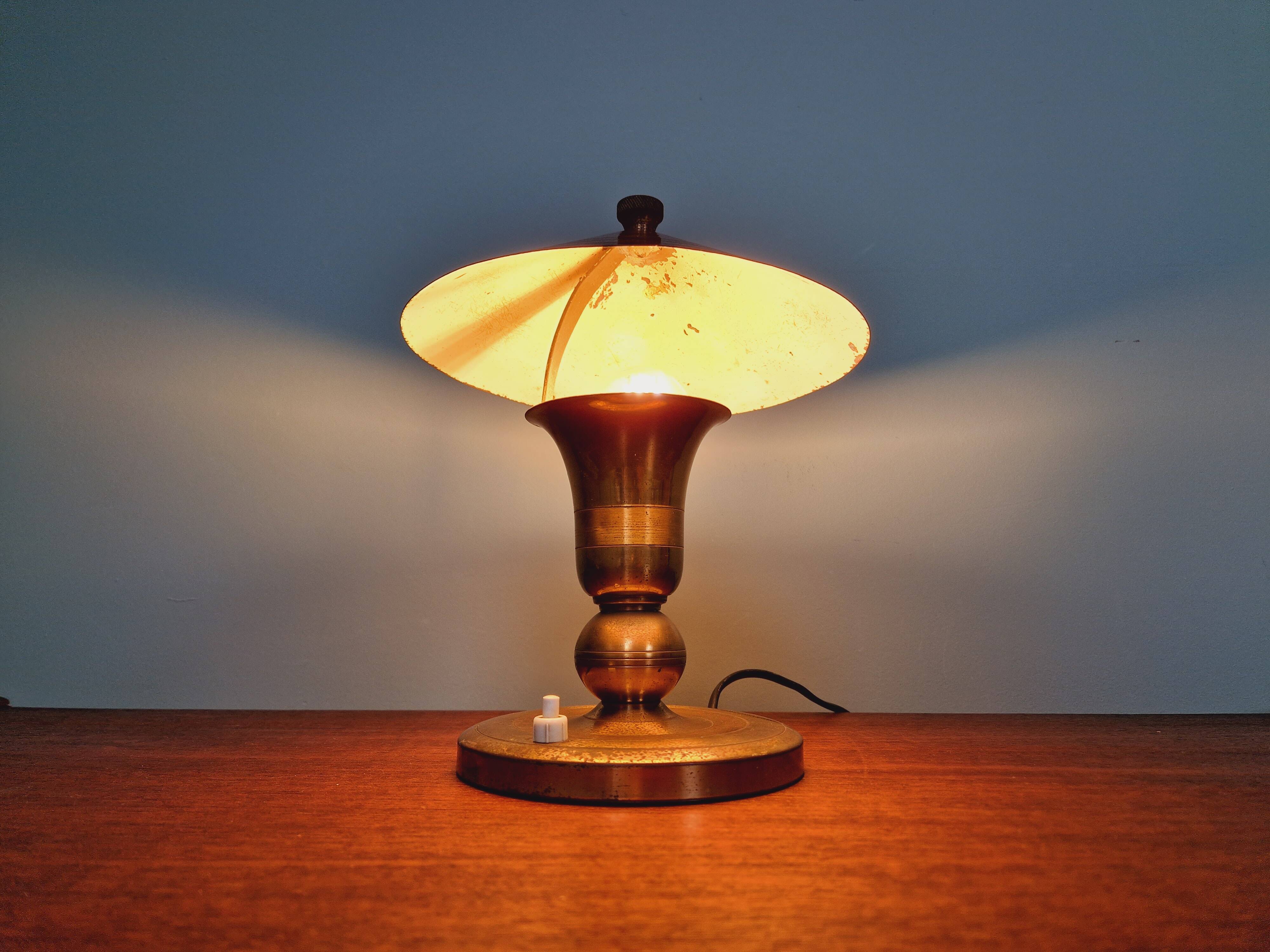 Lampe Art Déco en laiton, années 1920-30