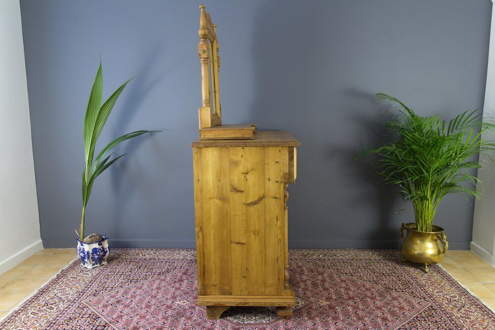 Art nouveau style baltic pine chest of drawers with mirror