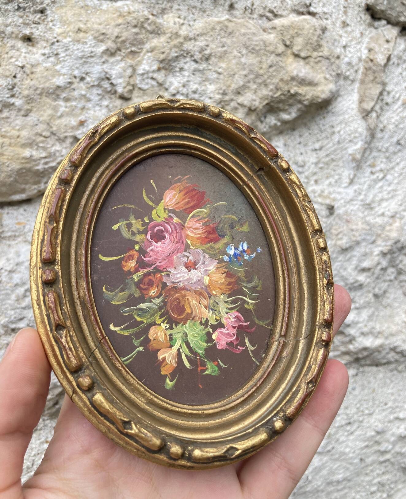 Small vintage flower painting