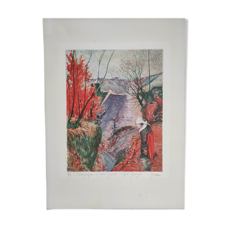 The milkmaid, original lithograph signed-numbered -jean grisot 230/300