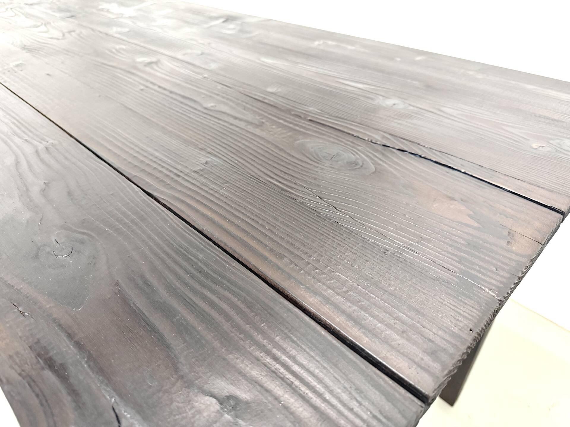 Large 1950s Farm Table in Burnt Wood (Shou Sugi Ban) – L245 cm