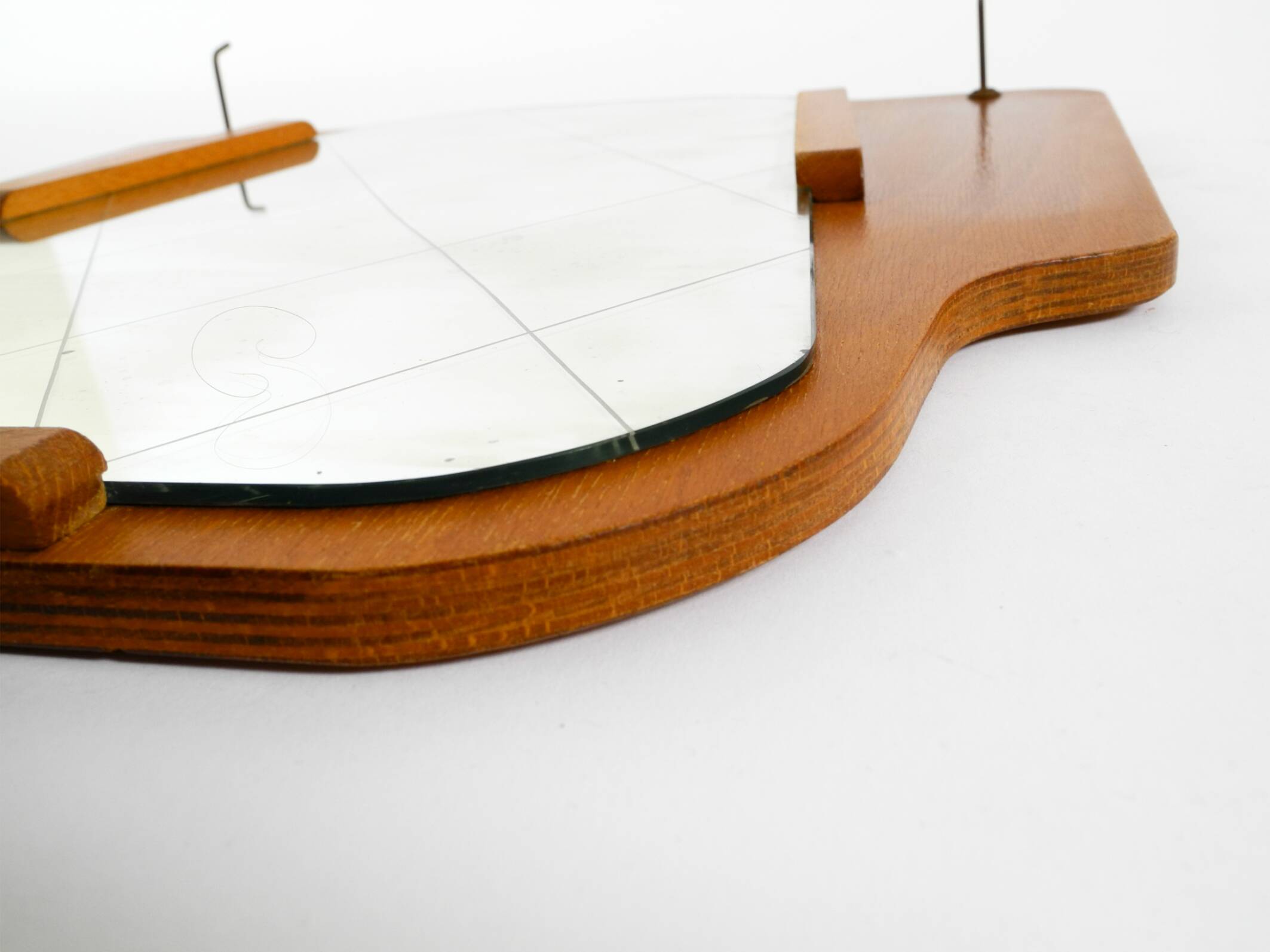 1930s Wall Mirror, Teak and Plywood, Abstract Design, Germany