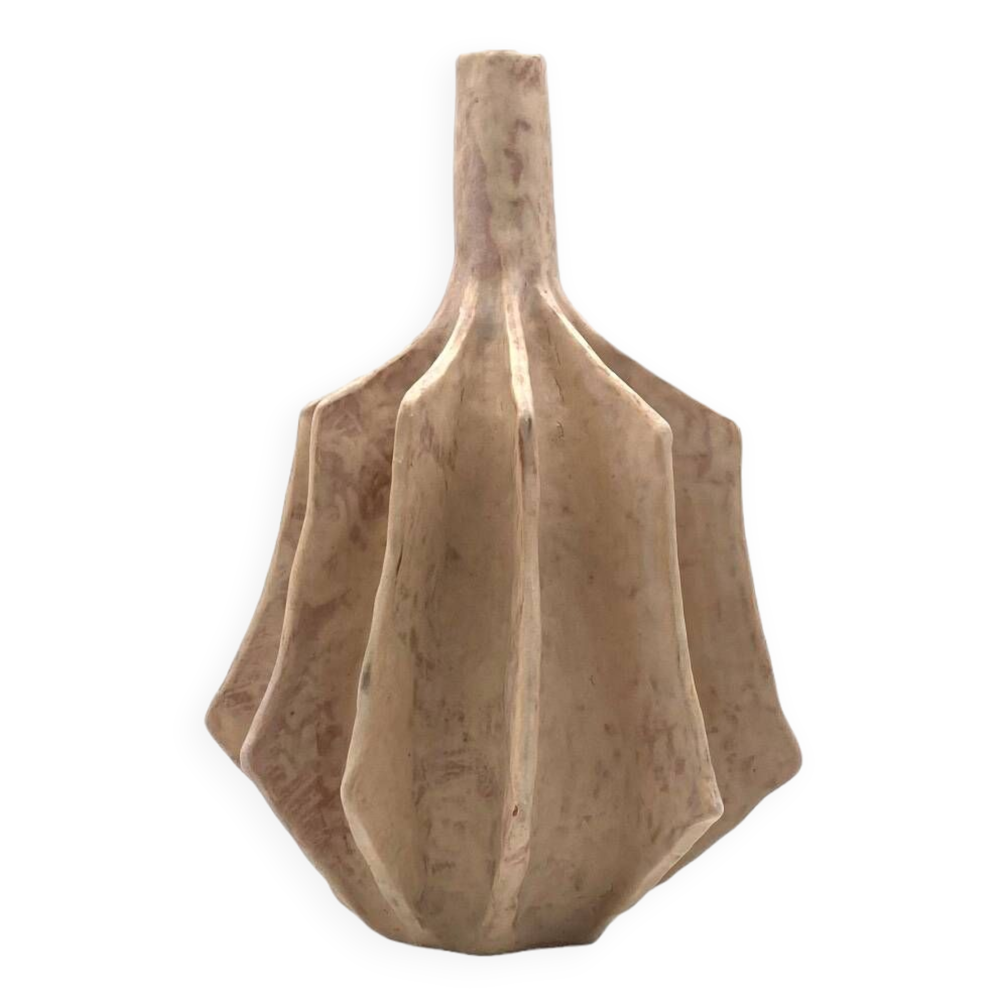 Organic modern white earthenware vase, France 1970s