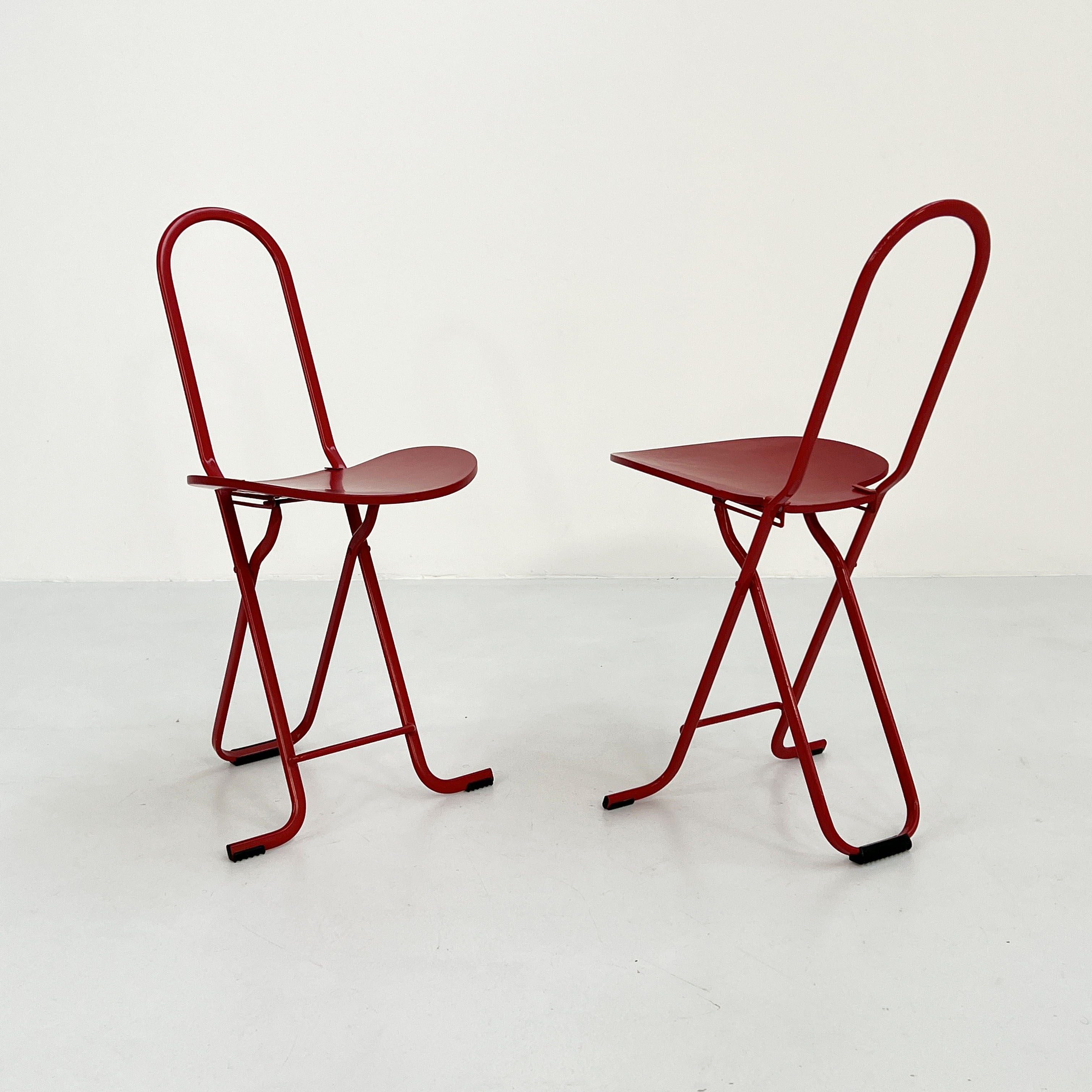 Paire de chaises Dafne rouges par Gastone Rinaldi pour Thema, 1970