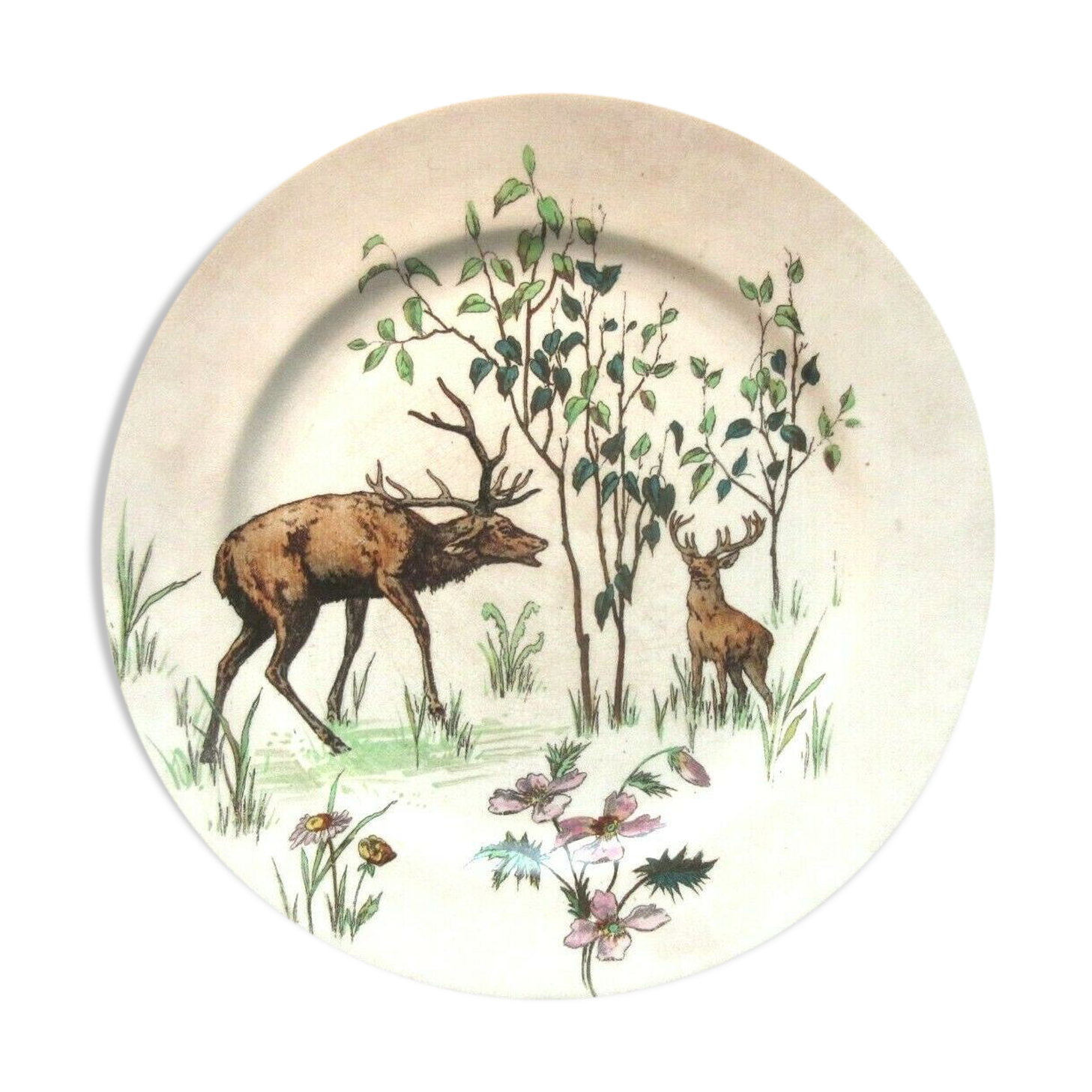 Assiette doulton, grands dépôts de paris: la confrontation des cerfs