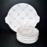 11 Vintage Ceramic Dessert Plates and Pie Dish with Tile Decor