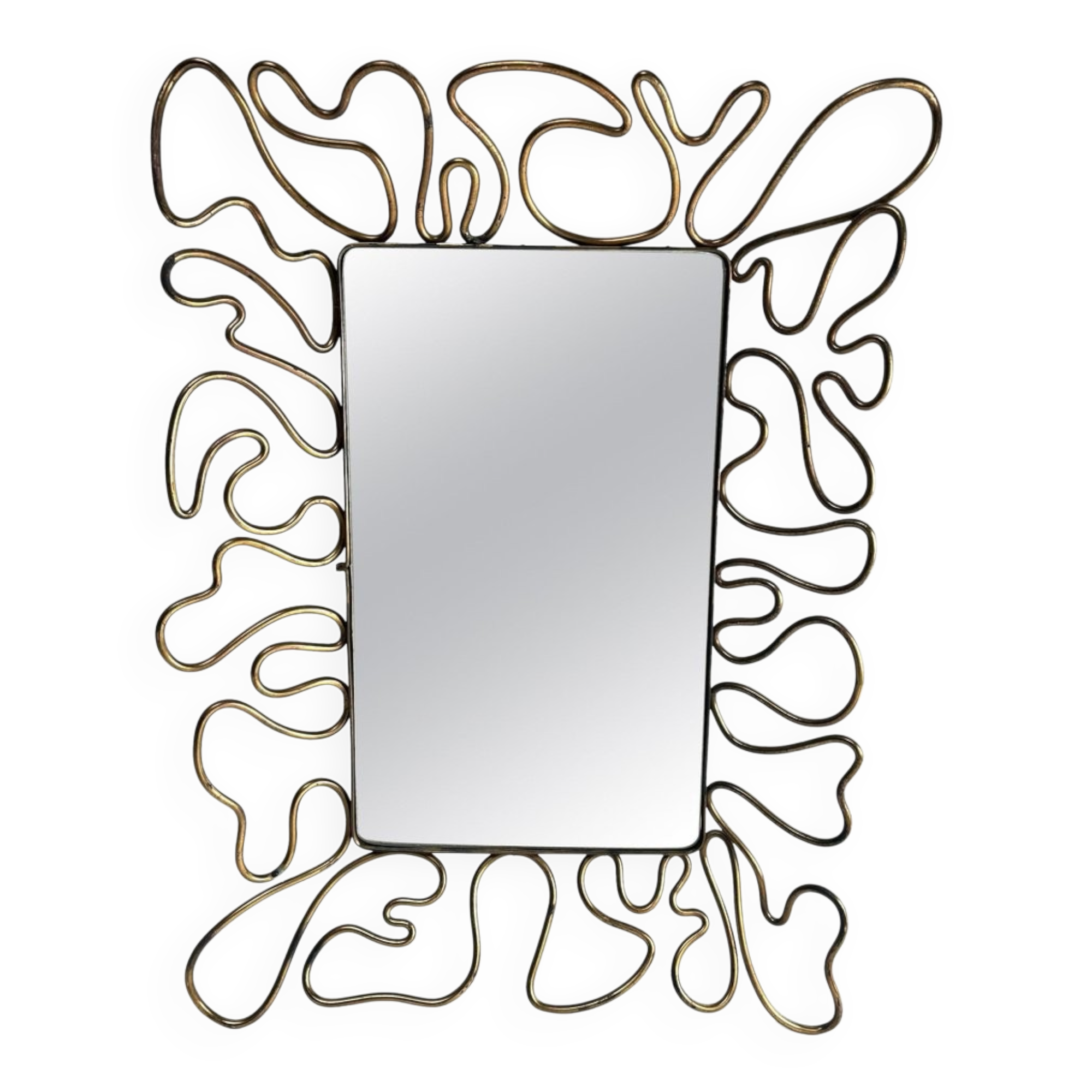Mid-Century Brass Mirror in the style of Gio Ponti Style, Italy, 1950s