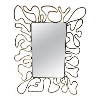 Mid-Century Brass Mirror in the style of Gio Ponti Style, Italy, 1950s