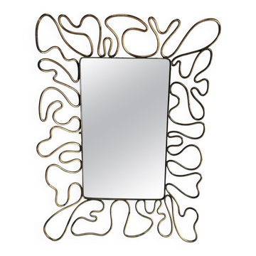Miroir en laiton dans le style de Gio Ponti, Italie, années 1950