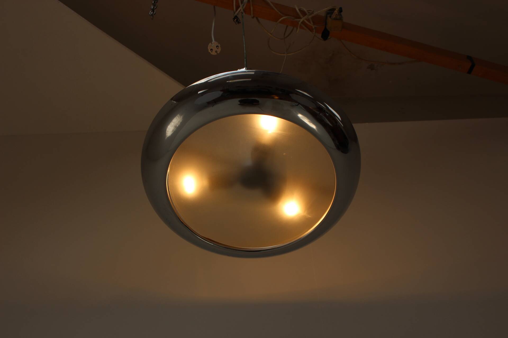 1930s Bauhaus / Functionalist Chrome UFO Chandelier by Napako