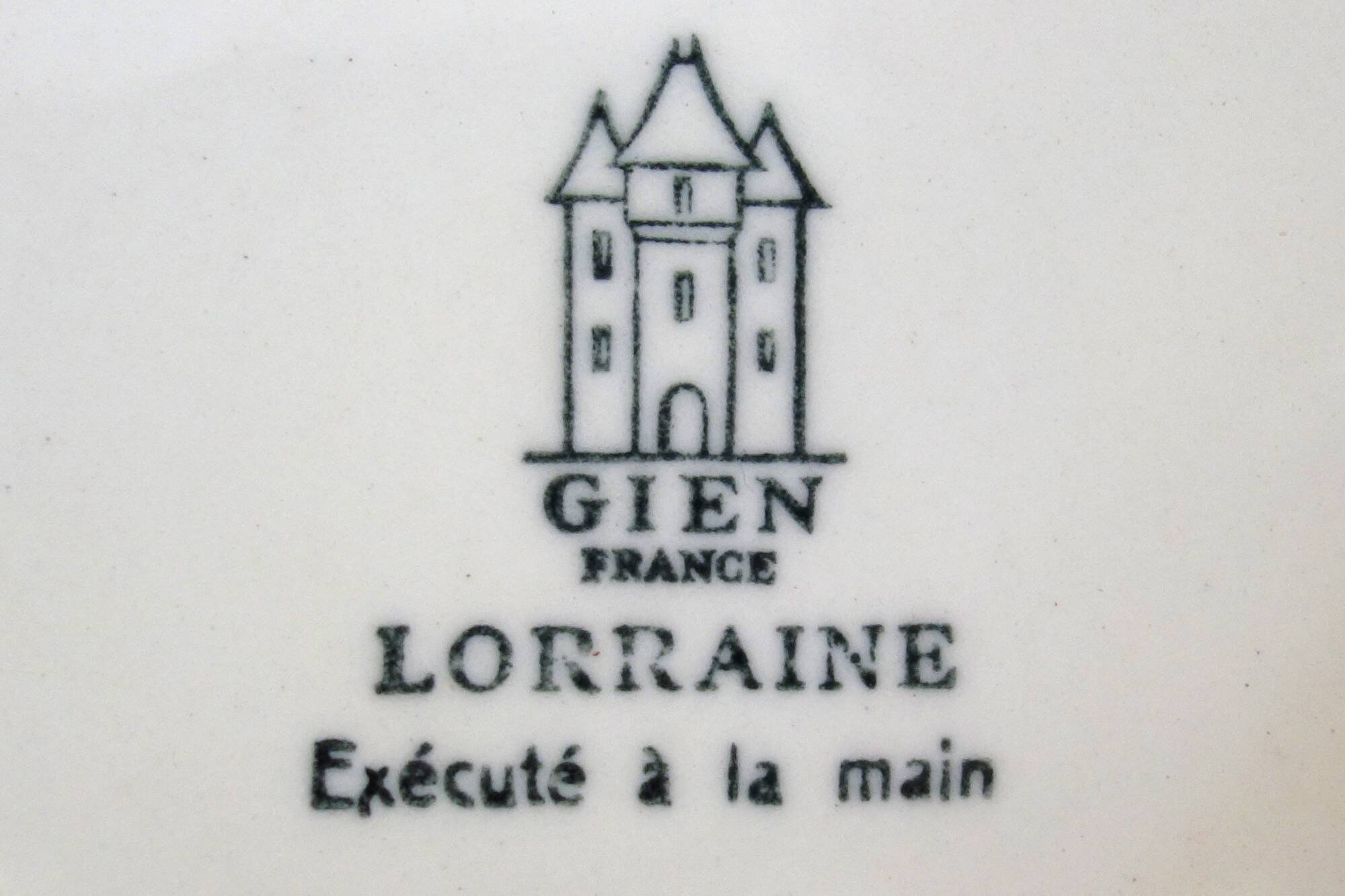 Gien Faïence modèle Lorraine grande soupière et plat