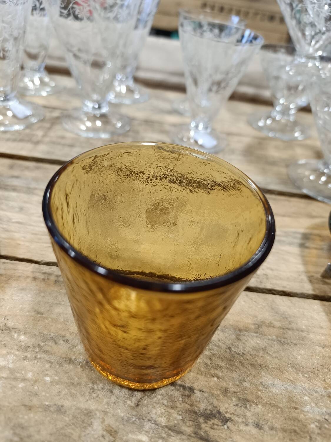 Bol et verre vintage ambrés