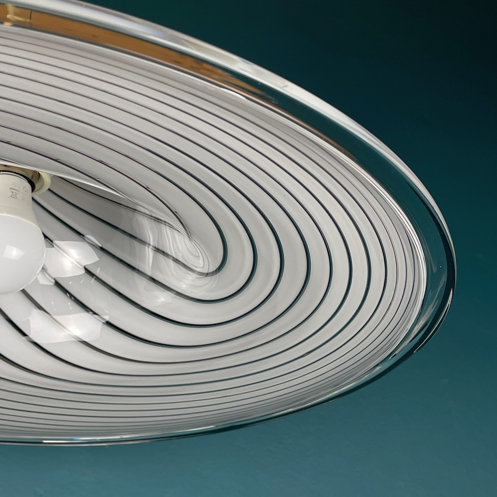 Classic swirl Murano glass pendant lamp Italy 1970s