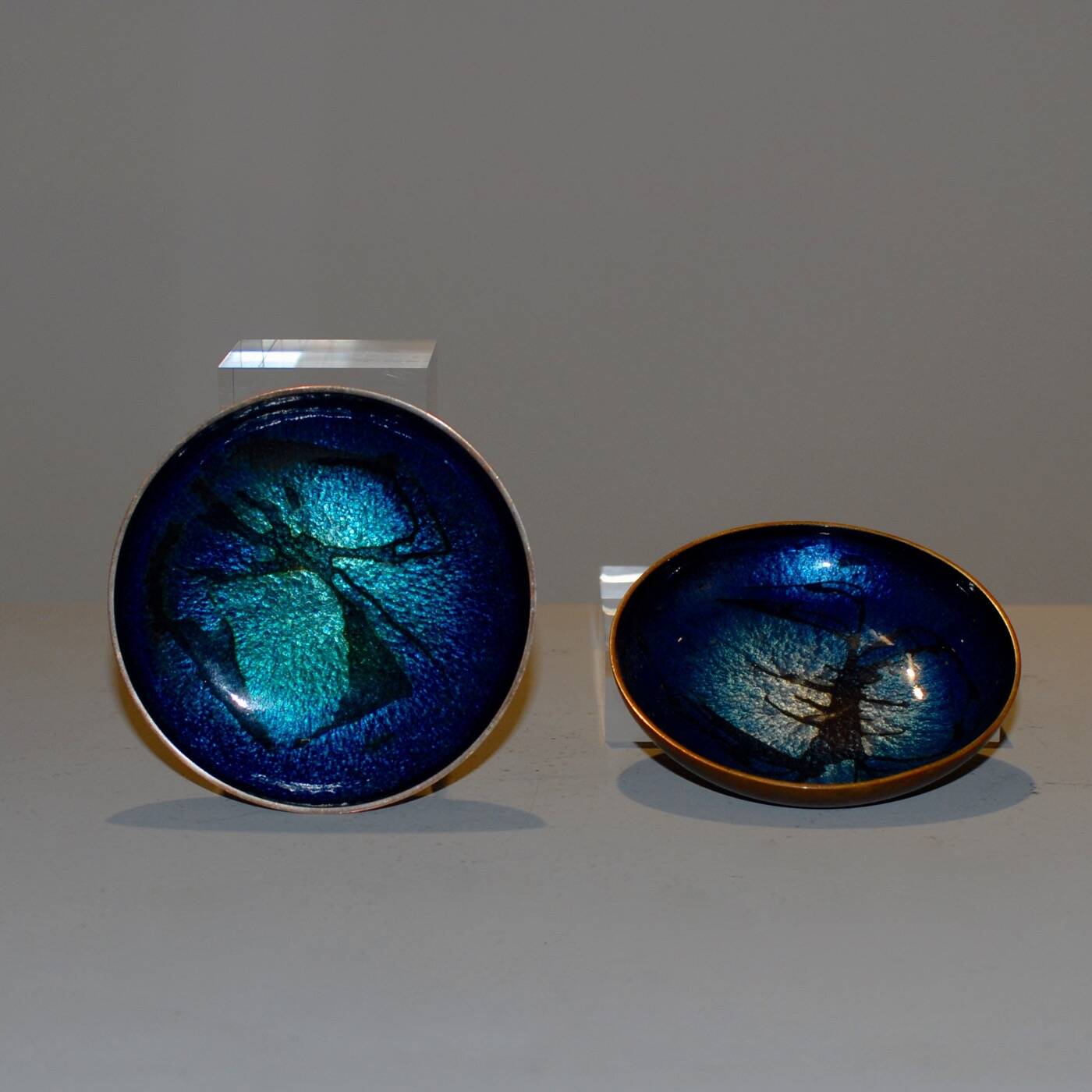 Pair of Scandinavian enamelled copper bowls, Norway, circa 1960.