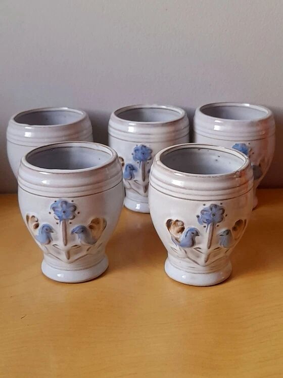 Tasses en céramique Van Melle oiseaux