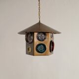 Swedish Mid Century Copper & Glass Ceiling Pendant by Erik Höglund, 1960s
