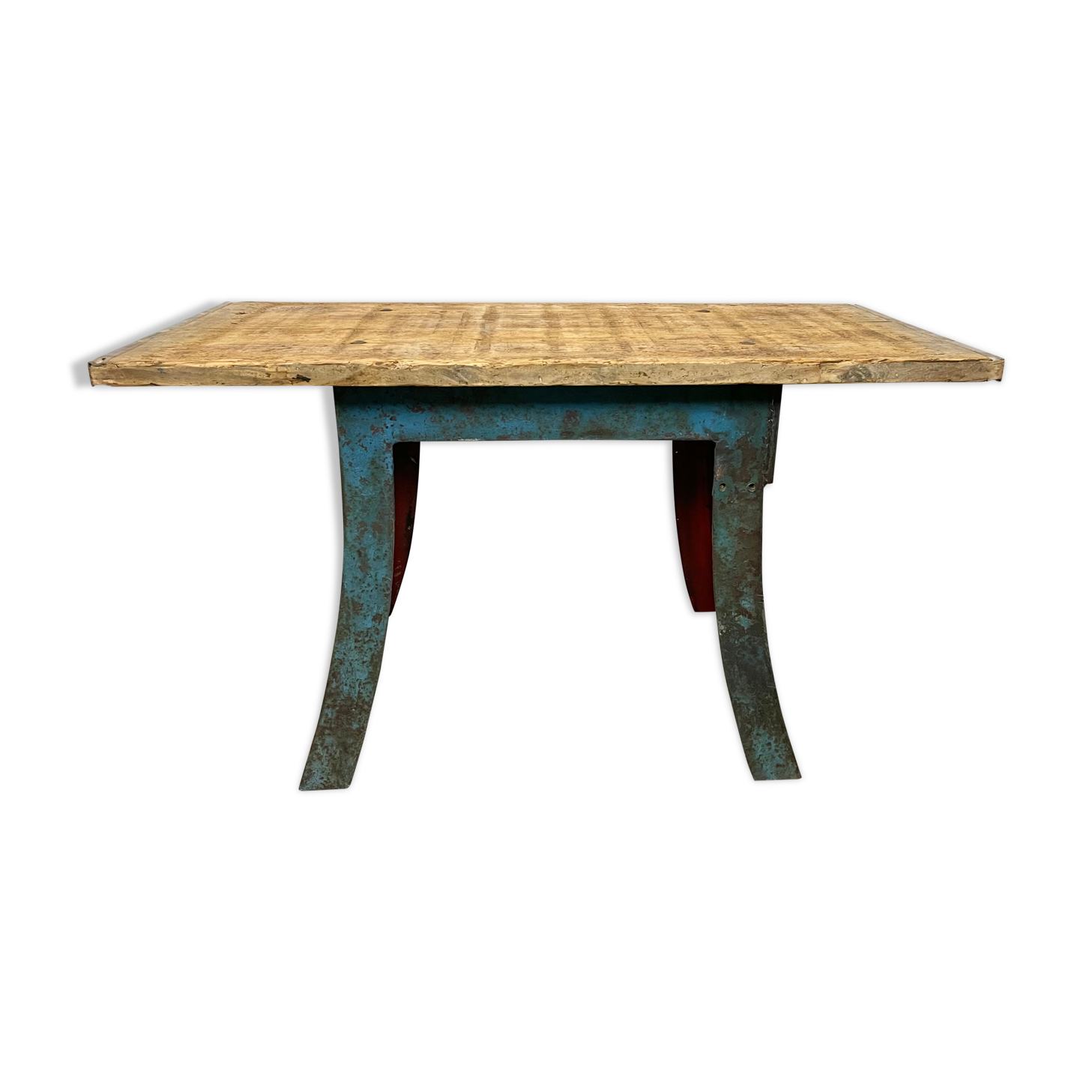 Blue Industrial Dining Table, 1960s