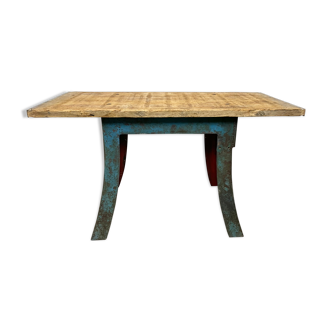 Blue Industrial Dining Table, 1960s