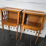 Bedside tables with compass legs in cherry wood