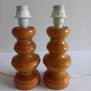 Pair of wooden lamp legs turned vintage 70s