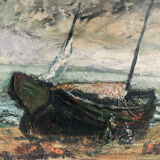 Paiting "The fishing boat at low tide"