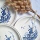 Assiettes plates moulin bleu vintage
