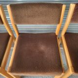 set of 6 Scandinavian style chairs in solid wood and vintage velvet