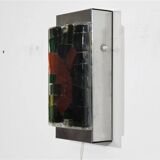 Large 1970 wall lamp in resin and glass