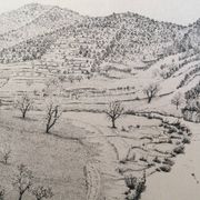 Jacques Houplain, Canyon landscape, signed and numbered engraving