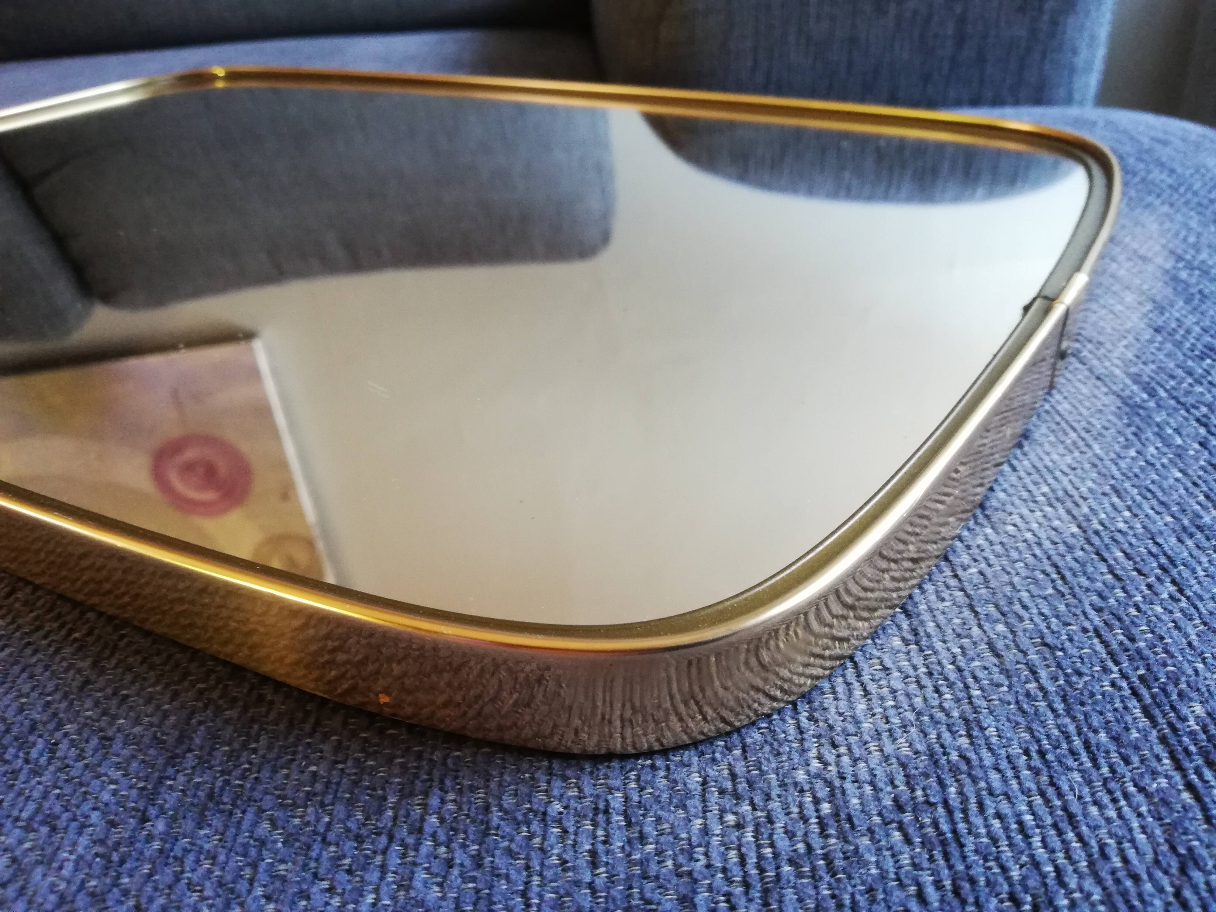 Mirror freeform asymmetrical modernist 50 60 s 57x36cm