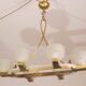 Art Decò Seguso Oval Mid-Century Six- Light Murano Glass and Brass Chandeli