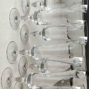 Set of 8 champagne flutes, flared neck. In crystal. Frosted plant motifs.