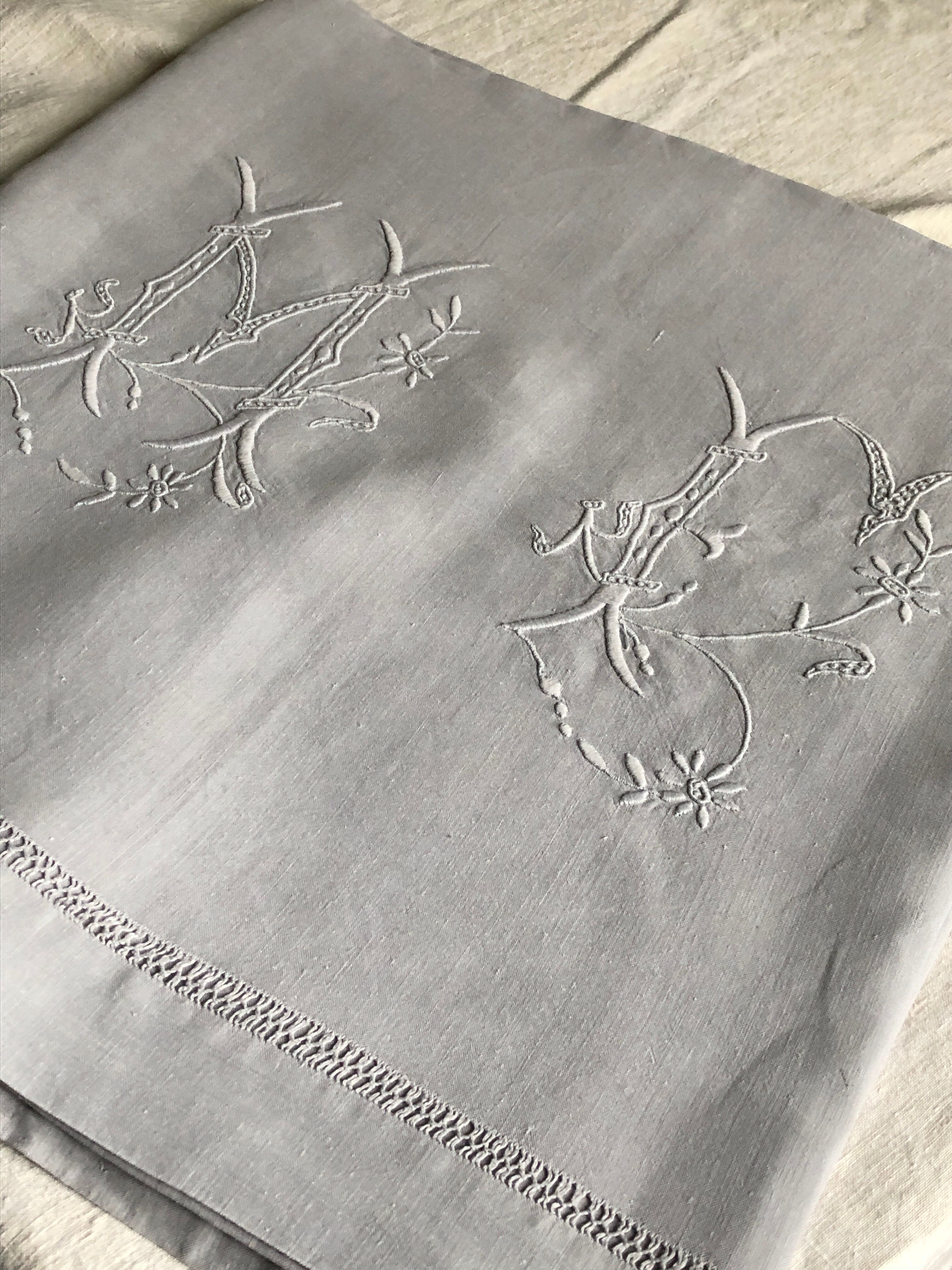 Antique sheet in pure linen yarn dyed in rain gray