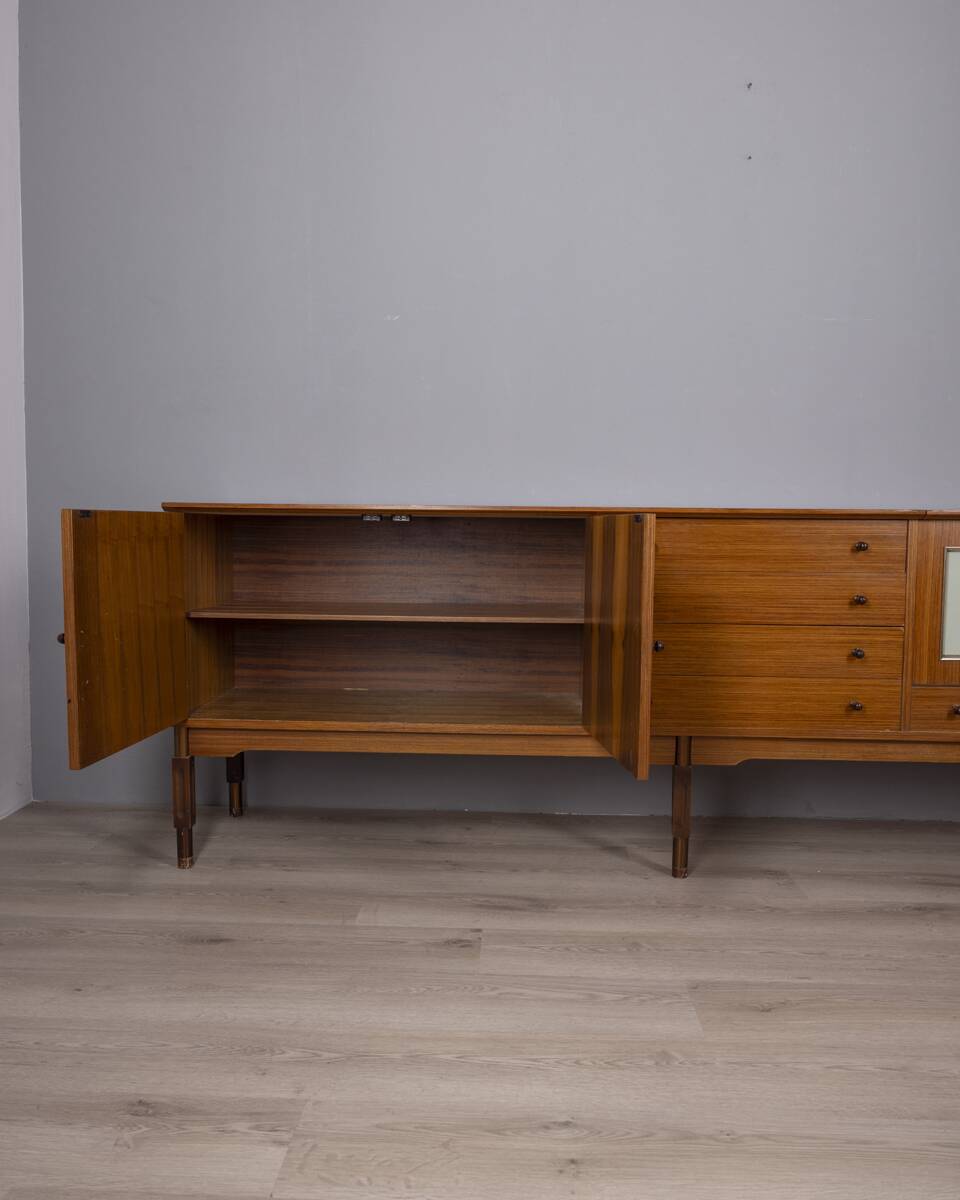 VINTAGE 1960S WOODEN SIDEBOARD WITH BAR COMPARTMENT, ITALIAN DESIGN