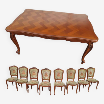 Lot de 8 chaise + table louis XV
