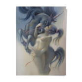 Francis DE SAINT GENIES: Young Girl with a Unicorn, original signed lithograph