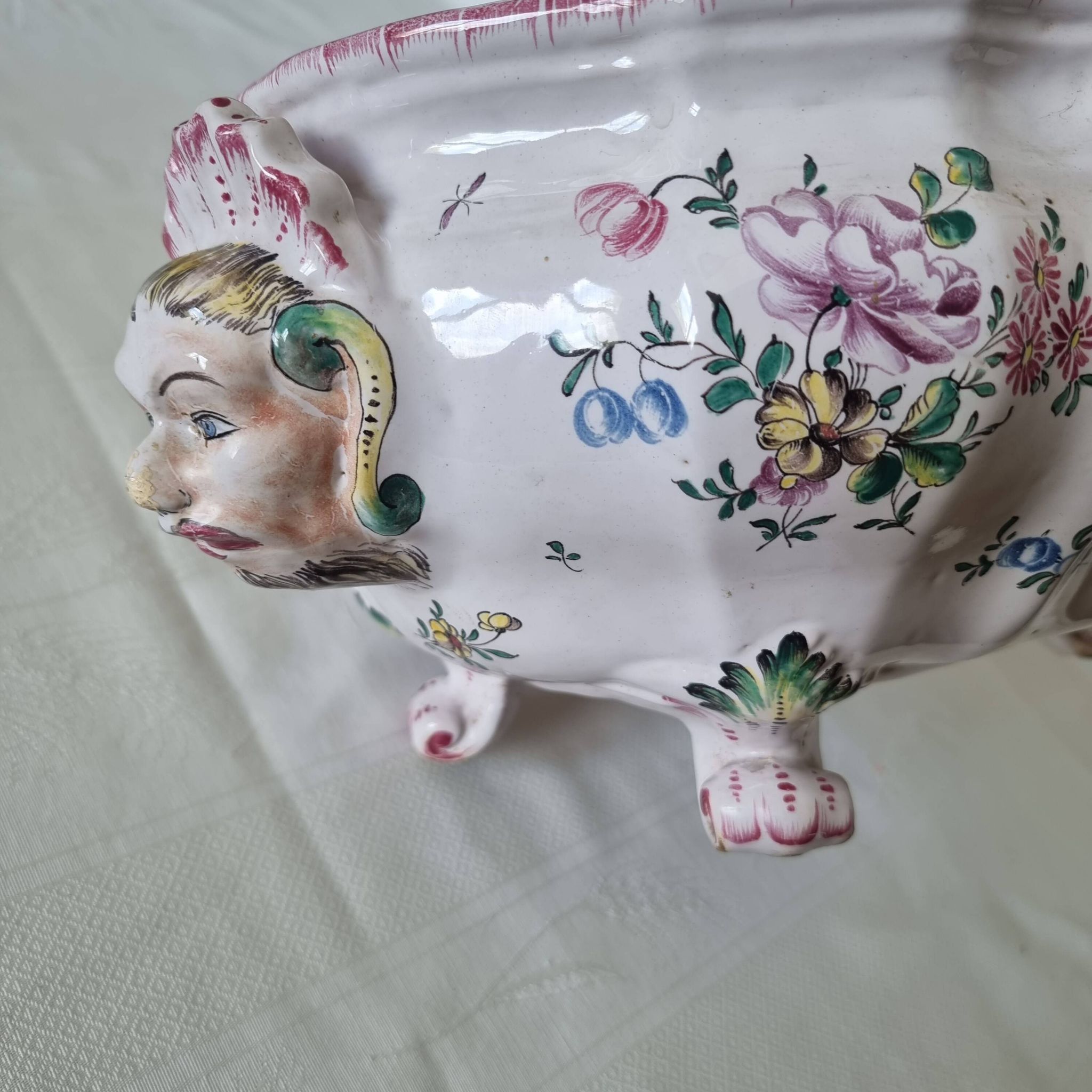 Antique 18th century Marseille earthenware planter by Veuve Perr