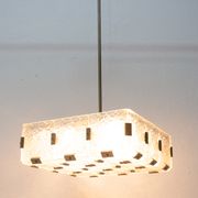Glass and chromed steel pendant lamp by Kamenický Senov, 1970