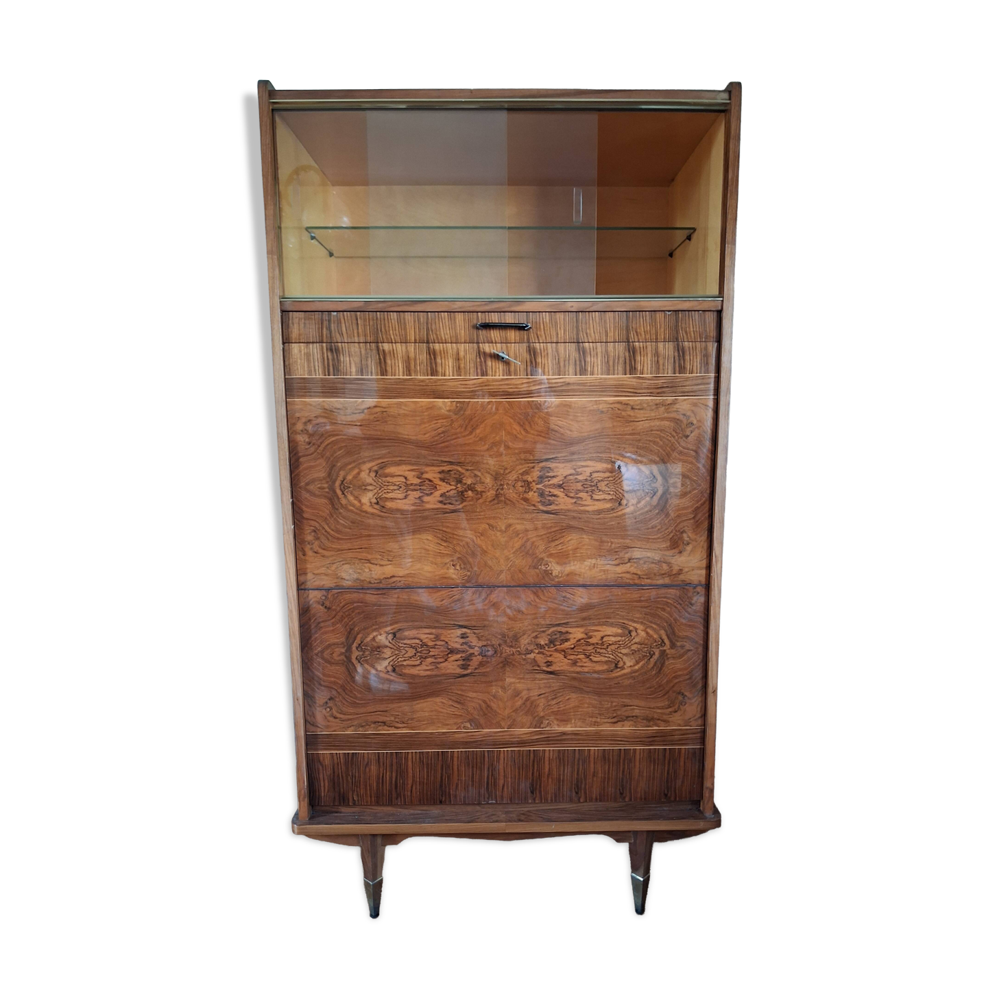 Retractable display cabinet desk