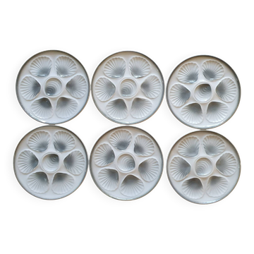 6 assiettes à huîtres Moulin des Loups