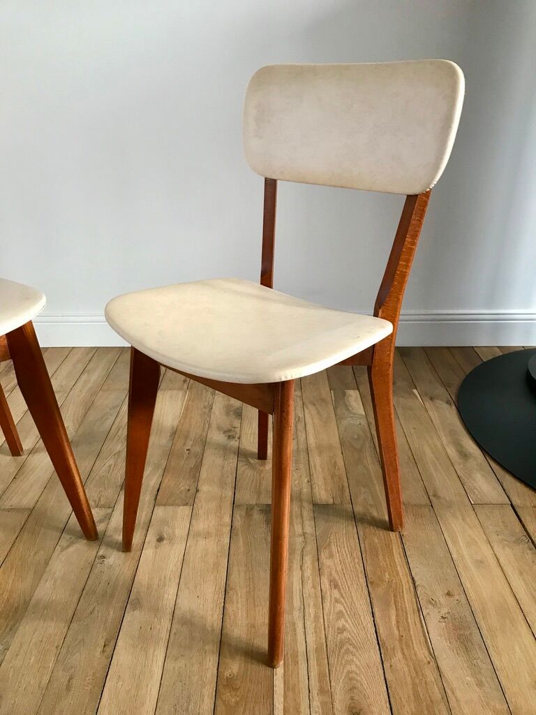 Pair of scandinavian chairs in skaï 50s