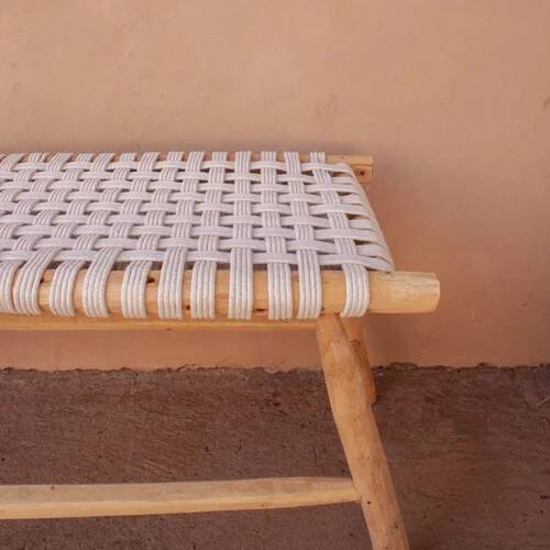Braided white cream bench