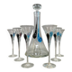 Hand-blown crystal carafe Bohemian Crystalex and a set of six glasses, 1990s.