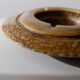 Vintage onyx ashtray from the 1980s, large round, brutalist design, brown and beige tones, sculptural table accent, modernist object, elegant gift idea.